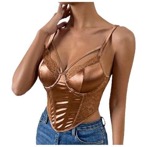 Uyisj Womens Corset Top Satin Sexy Vintage Bodice Overbust Bustier Crop