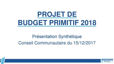 Projet De Budget Primitif Ppt T L Charger