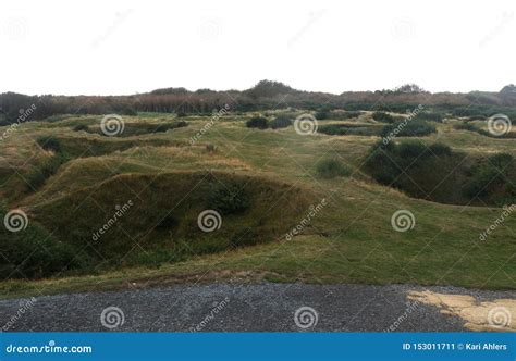 Bomb Craters At Pointe Du Hoc In Normandy France Editorial Photo