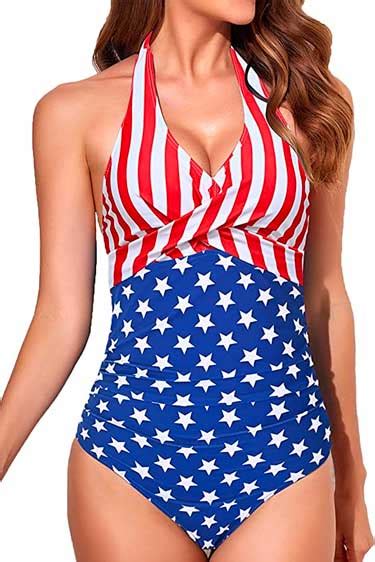 American Flag Patriotic One Piece Swimsuit For Women One Piece Swim