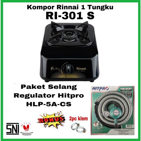 Jual Paket Kompor Gas Rinnai 1 Tungku RI 301S Bonus Selang Regulator