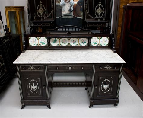 A Beautiful Th Century Ebonised Inlaid Bedroom Suite