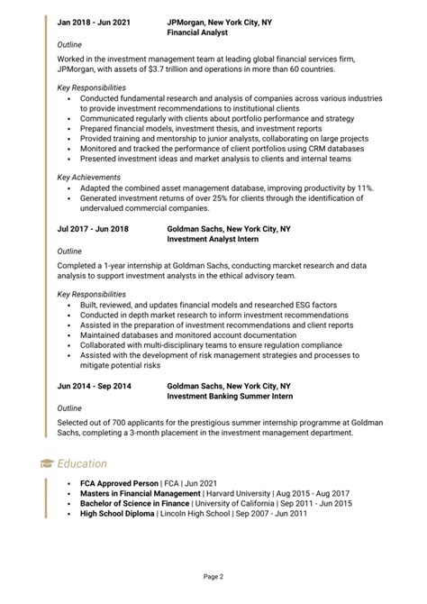 Goldman Sachs Resume Example Guide Get Hired Fast