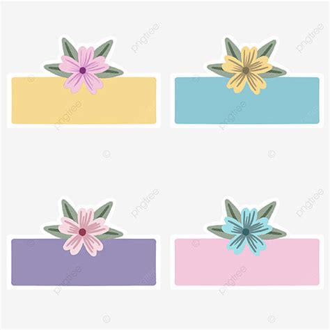 Name Tags White Transparent, Name Tag Collection With Flower Ornament, Name Tag, Label Name, Tag ...