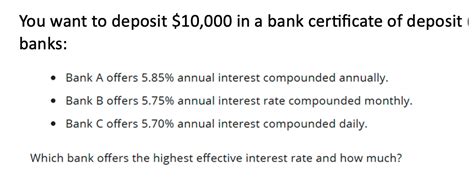 Solved You want to deposit $10,000 in a bank certificate of | Chegg.com