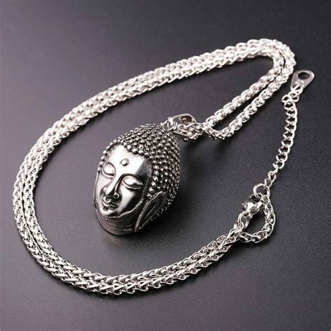 Gold Color Buddha Necklace For Men Jewelry With Stainless Steel Chain