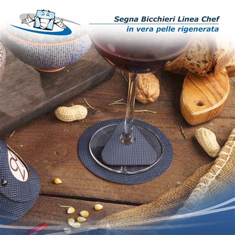 Linea Chef Segna Bicchieri Hole Colori Assortiti In Vera Pelle Rigenerata