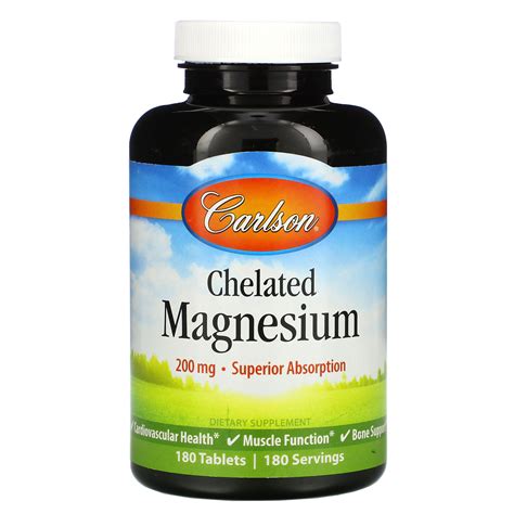 Carlson Labs Chelated Magnesium Mg Tablets Iherb