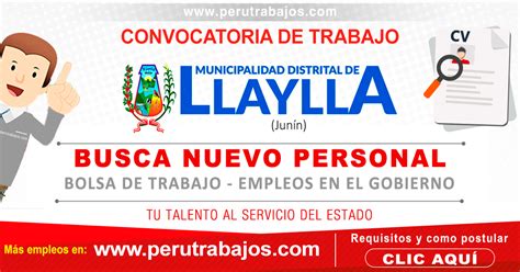 Municipalidad De Llaylla Convocatorias Nuevos Empleos Pr Cticas Cas