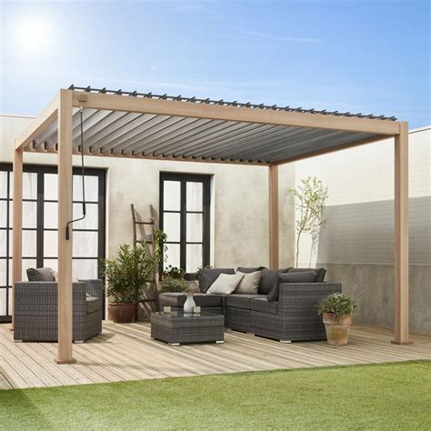 Sweeek Pergola Bioclimatique Coloris Bois Sweeek Pergolas Et