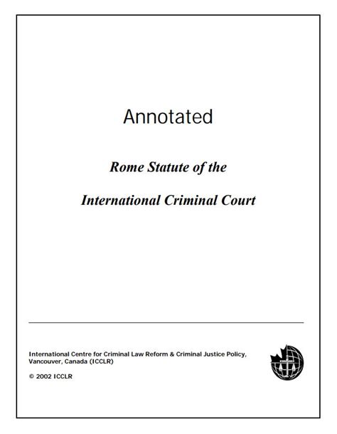 Annotated Rome Statute Of The International Criminal Court Icclr