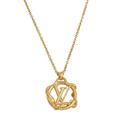 Louis Vuitton Gold Tone Garden Louise Pendant Necklace Louis Vuitton Tlc