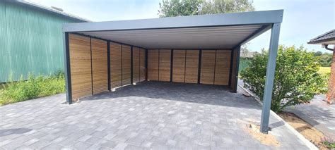 Design Carport F R Autos Mit Ger Teraum Doppelcarport Metall