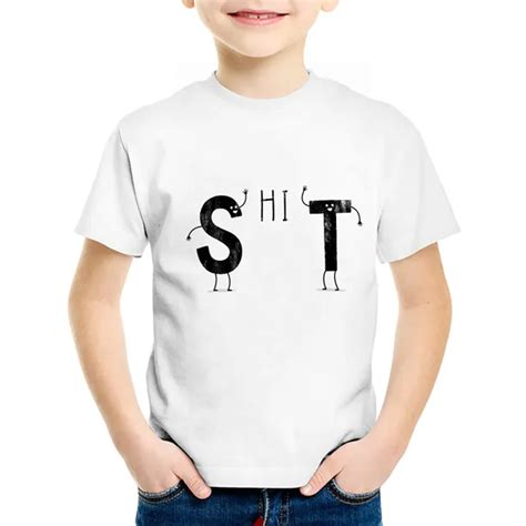 18M 10T Funny Shit Letter Print Modal t shirt Kids T Shirts Children Baby Girls Clothing TA064 ...