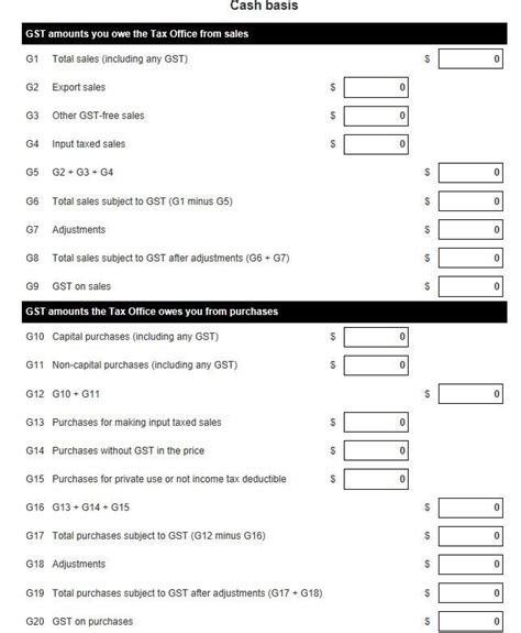 GST Calculation Worksheet for BAS Formatting when emailing or PDF ...