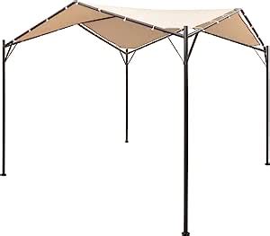 ShCuShan Gazebo Padiglione Tenda Tettoia 4x4 M In Acciaio Beige Gazebo