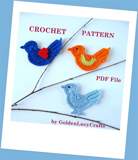 Bird Applique Crochet PATTERN PDF