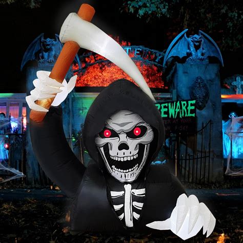 Amazon Guoofu Ft Halloween Inflatable Grim Reaper Scary Skeleton