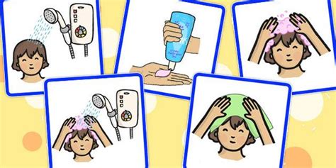 5 Step Sequencing Cards Washing Hair Sequencing Cards Washing Hair