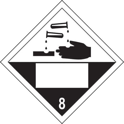 Corrosive 8 Symbol Placard Self Adhesive Vinyl 250mm X 250mm Rsis