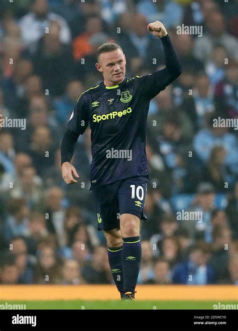 Evertons Wayne Rooney Celebrates Scoring His Sides First Goal Of The