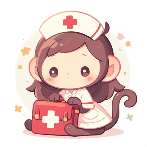 Premium Vector A Lively Monkey Nurse Cartoon Style