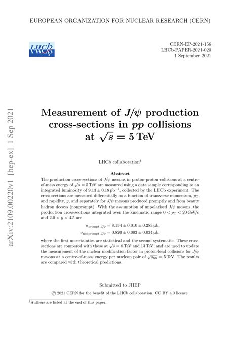 Pdf Measurement Of J Psi Production Cross Sections In Pp