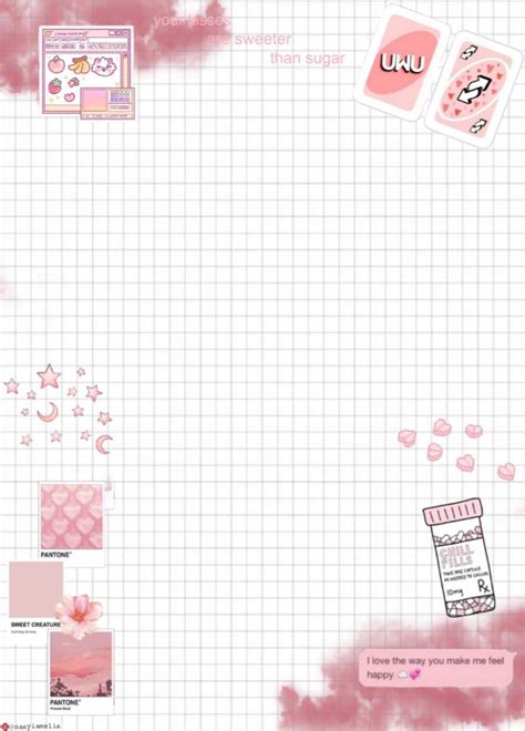 Pink Aesthetic Note Template Hojas Decoradas Para Imprimir Marcos The