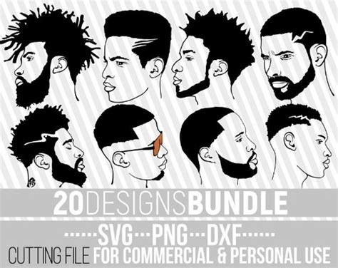 20x Black Man Bundle Svg Afro Man Svg Hairstyle Svg Black Etsy Canada