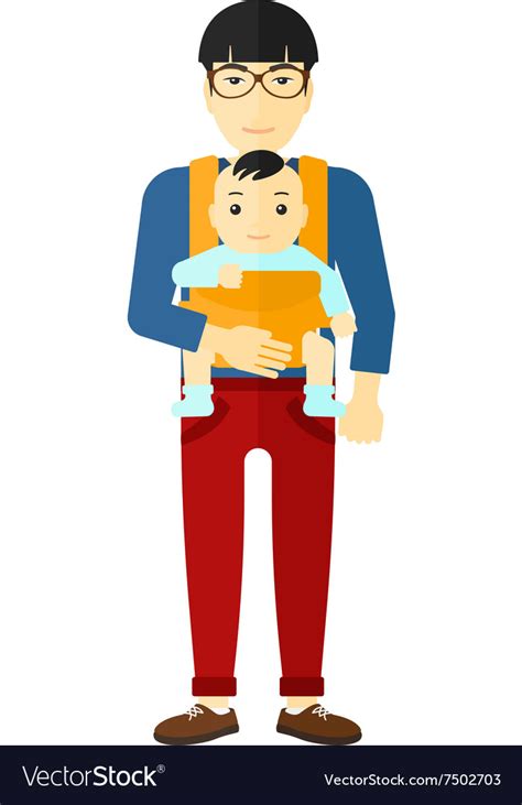 Man Holding Baby In Sling Royalty Free Vector Image