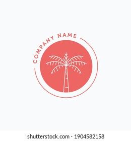 Palm Tree Line Art Logo Minimalist เวกเตอรสตอก ปลอดคาลขสทธ