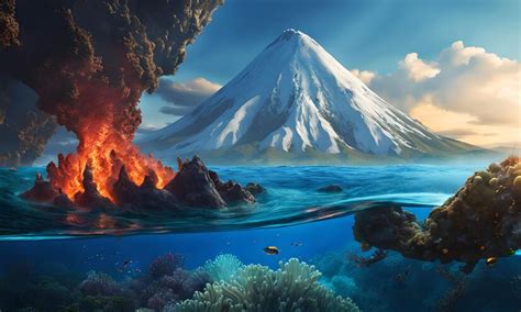 Premium AI Image | Underwater Volcanoes in the Ocean Floor