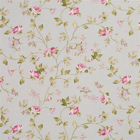 Light Blue Pink Green Floral Upholstery Drapery Fabric | Fabric Bistro ...