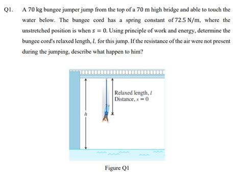 Solved Ql A 70 Kg Bungee Jumper Jump From The Top Of A 70 M Chegg