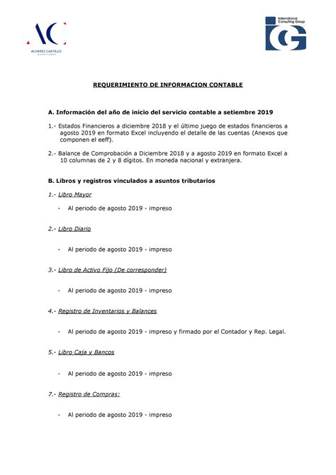 Formato Requerimiento Información Contable REQUERIMIENTO DE