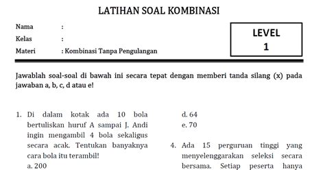 Soal Kombinasi Dan Pembahasan Bimbel Brilian