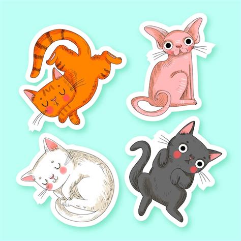 Premium Vector Hand Drawn Cartoon Cat Stickers