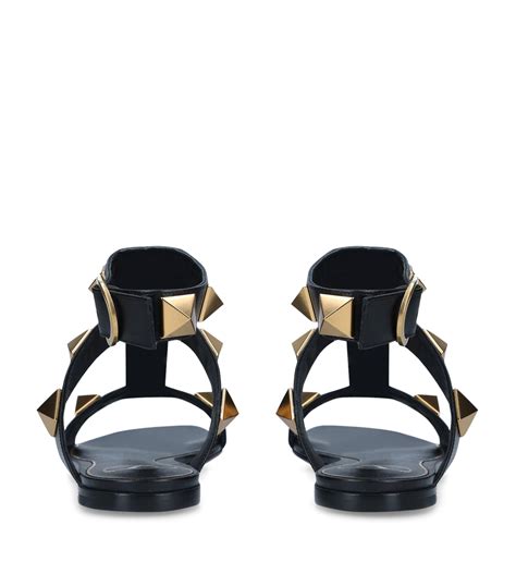 Womens Valentino Garavani Black Leather Roman Stud Sandals Harrods Uk