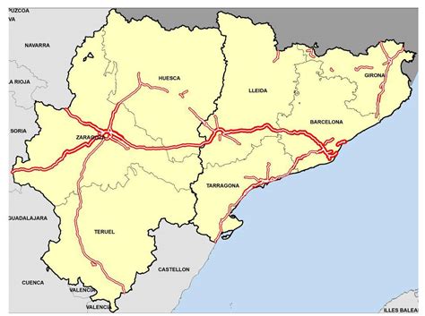 Mapa Carreteras Catalu A Y Aragon Mapa Lineas