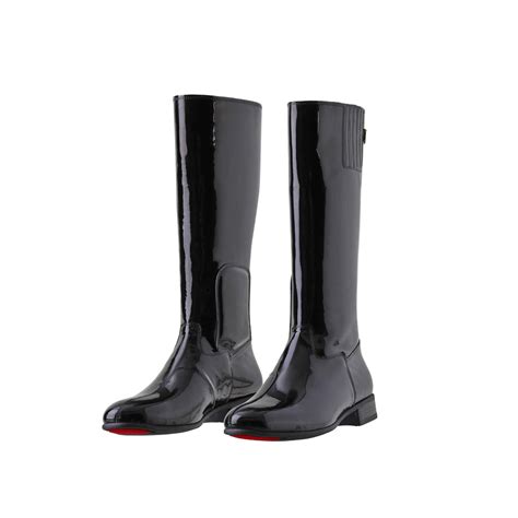 Victoria Black Patent Leather Tall Boots Jockey Boot Market