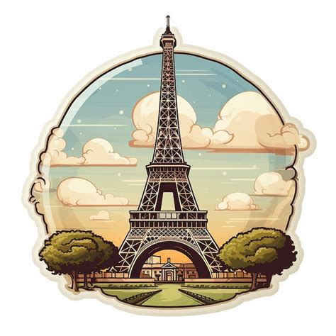 Premium Photo Eiffel Tower Cute Sticker White Background