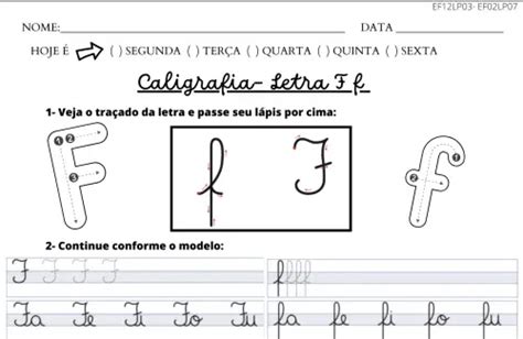 Caligrafia Coordenação Motora Fina Letra F