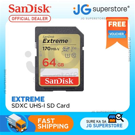 Sandisk Extreme Sd Card 64gb Sdxc Uhs I Class 10 With 170mbs Read