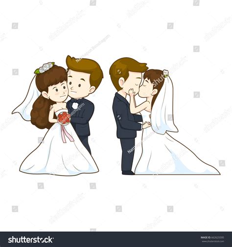 Bride Groom Cartoon Wedding Set Stock Vector Royalty Free 662625595