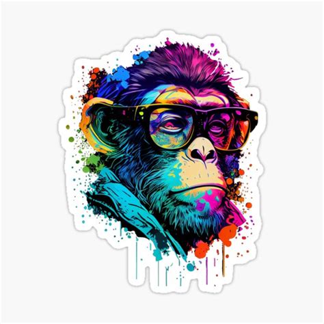 Monkey With Glasses Sticker For Sale By Uniquise Redbubble