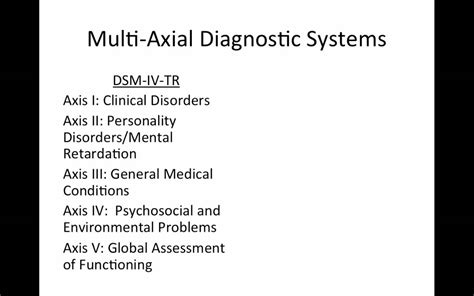 Multiaxial Diagnostic Systems In The DSM IV TR And DC 0 3R 47 OFF