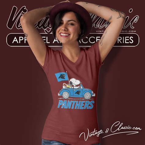 Snoopy Woodstock Driving Car Carolina Panthers Shirt Vintagenclassic Tee