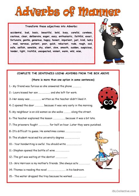 ADVERBS OF MANNER: English ESL worksheets pdf & doc