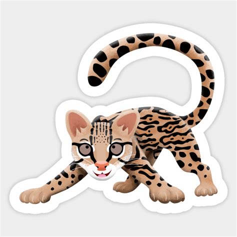 Cute ocelot cartoon illustration - Ocelot - Sticker | TeePublic