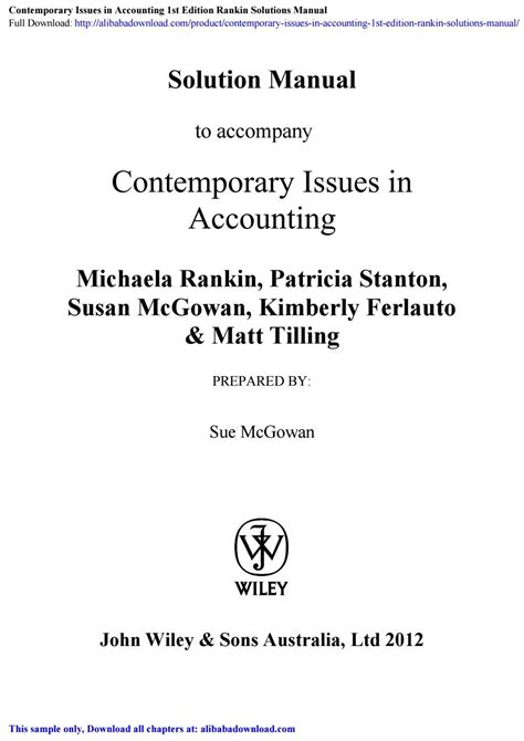 Contemporary Issues In Accounting 1st Edition Rankin Solutions Manual